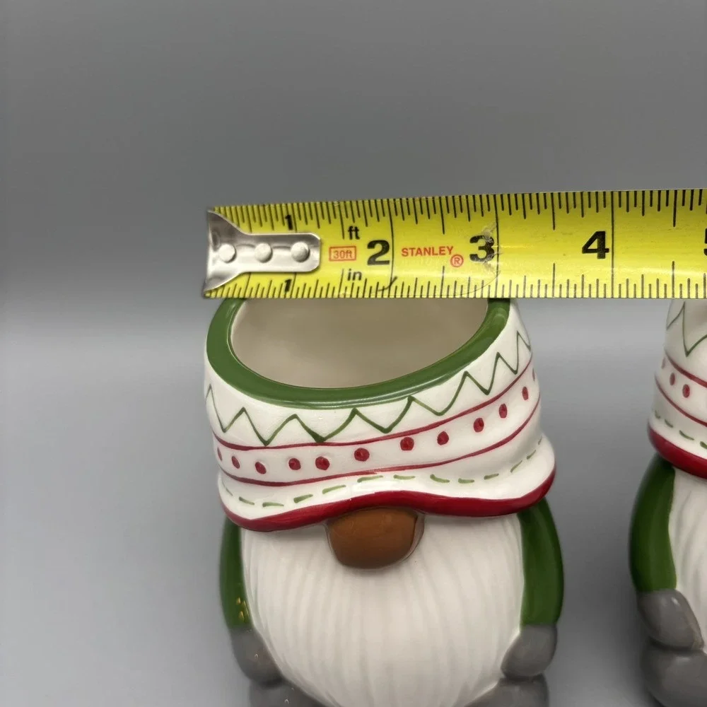Pottery Barn Festive Gnome Mug Holiday Christmas‎ Green Set Of 2